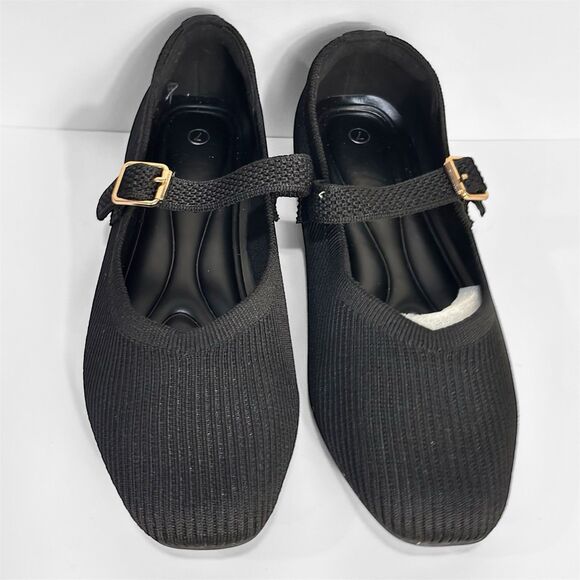 Womens Flats buckle Dressy Ballet Flats Casual Office Work Black Size 7 - Picture 5 of 7